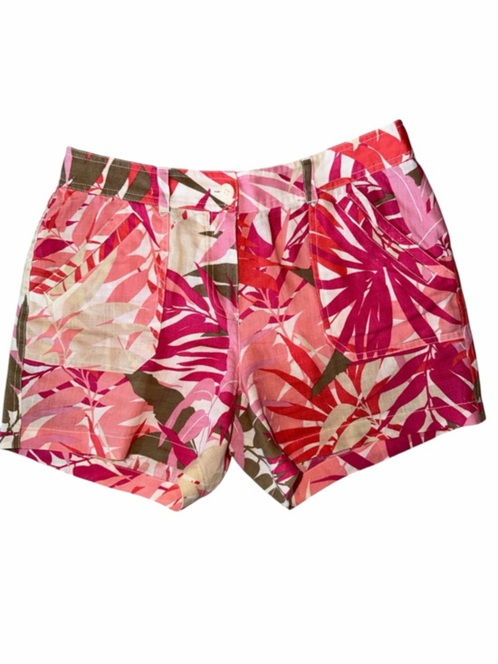 Tommy Bahama Linen Pink Tropical Print Shorts Size 6